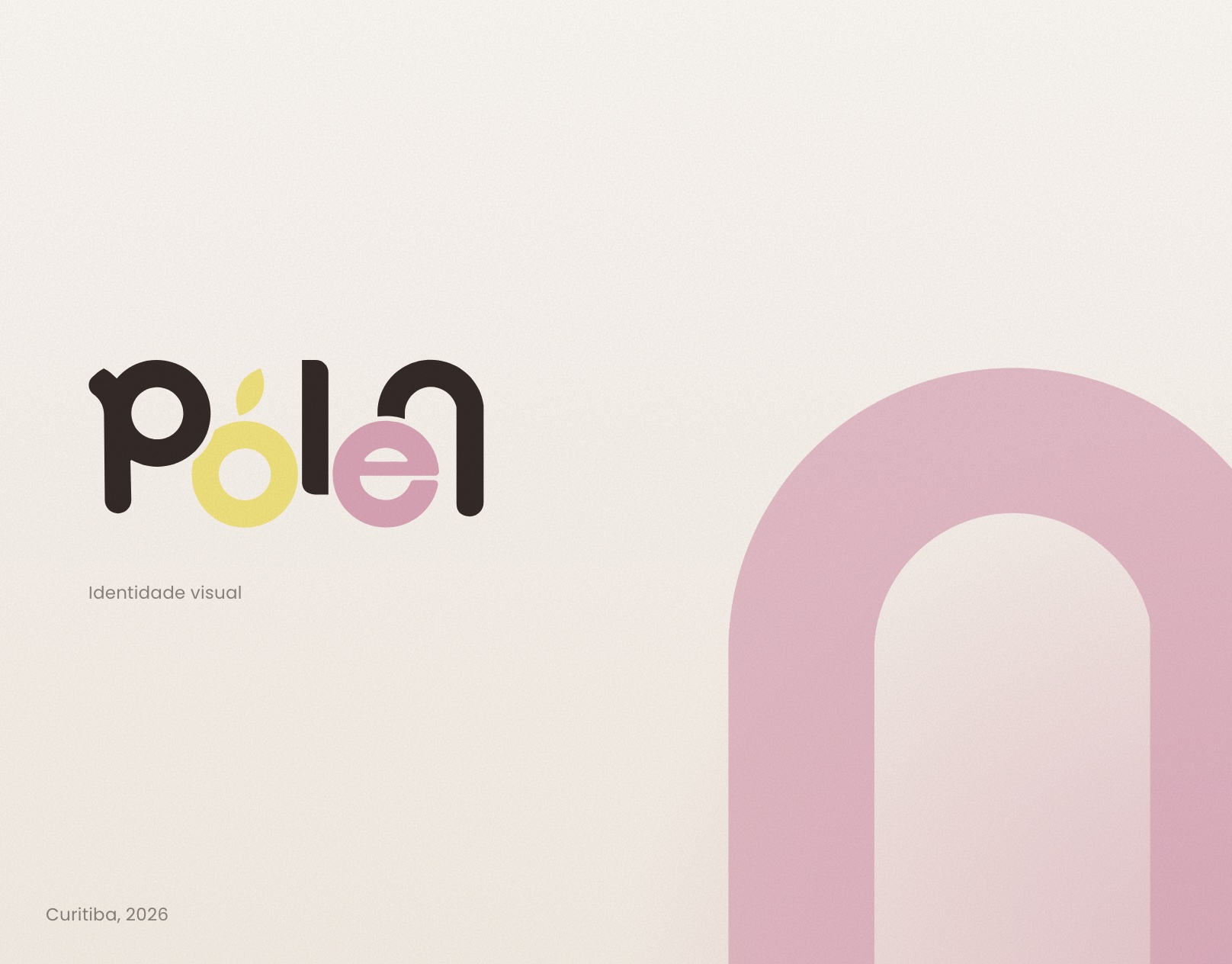 Capa da identidade visual da Pólen: logo e arco rosa